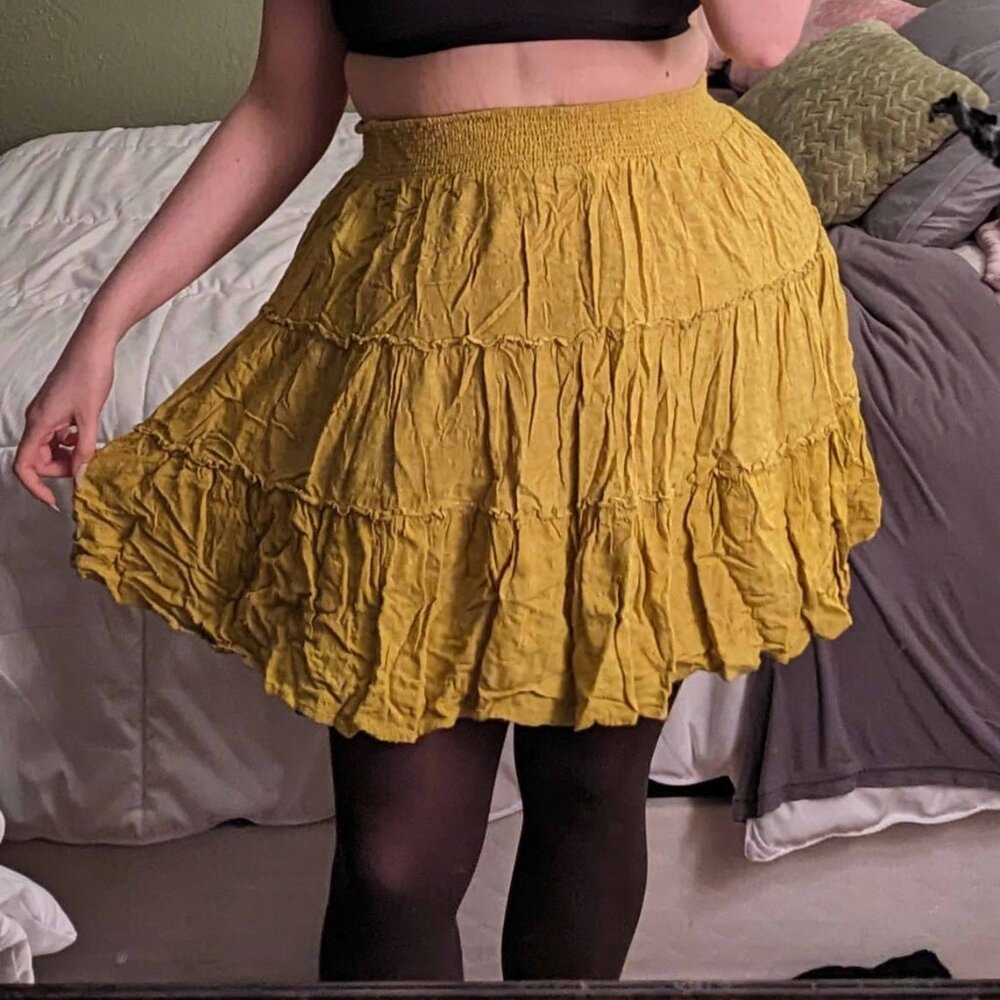 Forever21 Plus Ruffled Mustard Yellow Skirt, 3X
